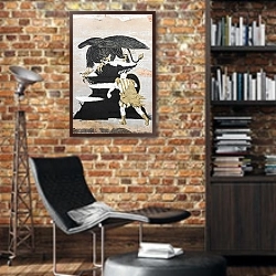 «Рисунок на стене, Свидница, Польша» в интерьере кабинета в стиле лофт с кирпичными стенами