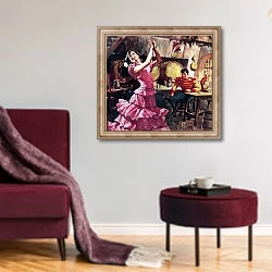 «Carmen and Don Jose» в интерьере гостиной в бордовых тонах