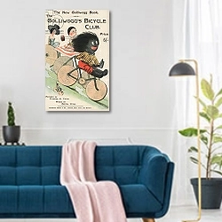 «The Golliwogg's Bicycle Club» в интерьере современной гостиной над синим диваном