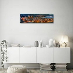 «Вид на Эйлат, Израиль и Акабу, Иордания» в интерьере стильной минималистичной гостиной в белом цвете