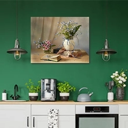 «Романтичный вечер» в интерьере кухни с зелеными стенами