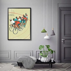«Bike Race» в интерьере гостиной в бордовых тонах