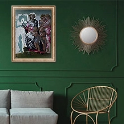 «'The Manchester Madonna'» в интерьере классической гостиной с зеленой стеной над диваном