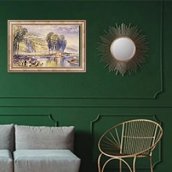 «No.0574 St. Cloud, 1832-33» в интерьере классической гостиной с зеленой стеной над диваном