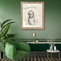 «Mary Queen of Scots, c.1790» в интерьере гостиной в зеленых тонах