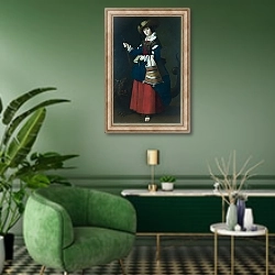 «Святая Маргарет» в интерьере гостиной в зеленых тонах