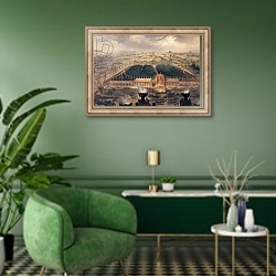 «Proclamation of the Second Republic, 1848» в интерьере гостиной в зеленых тонах