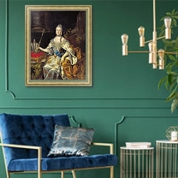«Портрет Екатерины II 8» в интерьере в классическом стиле с зеленой стеной