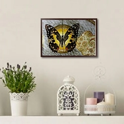 «Чёрно-жёлтая бабочка с орнаментом» в интерьере в стиле прованс с лавандой и свечами