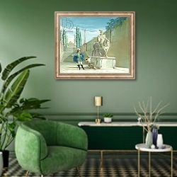 «Don Juan, The Challenge» в интерьере гостиной в зеленых тонах