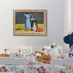 «Натюрморт с голубым кувшином» в интерьере кухни в стиле прованс над столом с завтраком