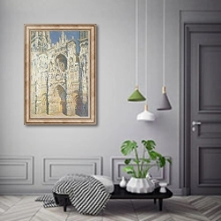 «Rouen Cathedral in Full Sunlight: Harmony in Blue and Gold, 1894» в интерьере коридора в классическом стиле