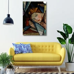 «Head of a Woman» в интерьере современной гостиной с желтым диваном