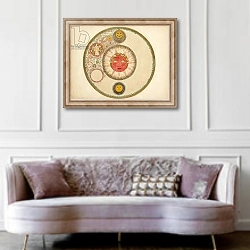 «The Sun: a design for a plate,» в интерьере гостиной в классическом стиле над диваном