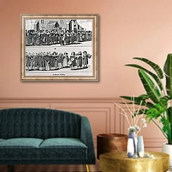«Jewish Carnival Procession» в интерьере классической гостиной над диваном