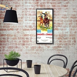 «Poster - Horse Soldiers, The» в интерьере кухни в стиле лофт с кирпичной стеной