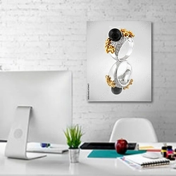 «Серебряное кольцо с черной жемчужиной» в интерьере светлого офиса с кирпичными стенами