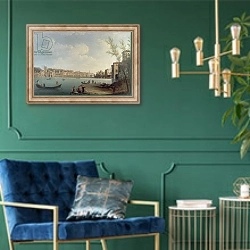«View of Florence» в интерьере в классическом стиле с зеленой стеной