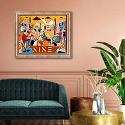 «The number nine chocolate bar, 2009, oil on canvas» в интерьере классической гостиной над диваном