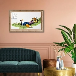 «Bird perching on the foot of a Fox, illustration from 'Brer Rabbit'» в интерьере классической гостиной над диваном