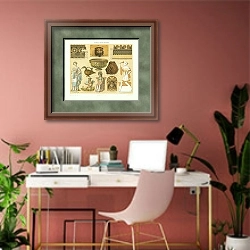 «Античная терракота 1» в интерьере современного кабинета в розовых тонах