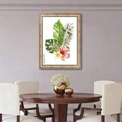 «Тропические листья и цветы» в интерьере столовой в классическом стиле