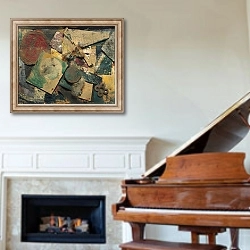 «Merz Picture 9A, Picture with Checker; Merzbild 9A Bild mit Damestein, 1919» в интерьере классической гостиной над камином