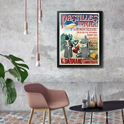 «Poster advertising 'Pastilles au Miel', honey lozenges, made by G. Darmand» в интерьере в стиле лофт с бетонной стеной