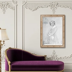 «Louise de Broglie, Countess of Haussonville, 1842» в интерьере в классическом стиле над банкеткой