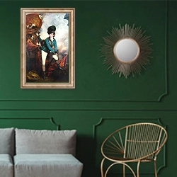 «Полковник Тарлетон» в интерьере классической гостиной с зеленой стеной над диваном