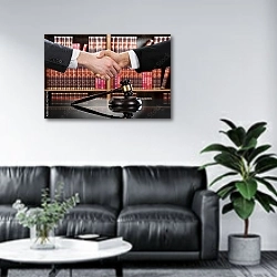 «Юридическое соглашение» в интерьере офиса в зоне отдыха над диваном