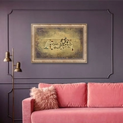 «All Souls’ Picture» в интерьере гостиной с розовым диваном