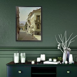 «Улицы Афин, Греция» в интерьере столовой в классическом стиле