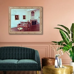 «View of a room with a grand piano belonging to Ludwig van Beethoven» в интерьере классической гостиной над диваном