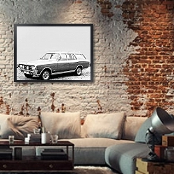 «Opel Commodore Voyage Concept (A) '1968» в интерьере гостиной в стиле лофт с кирпичной стеной