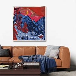 «Зимняя лунная ночь» в интерьере современной гостиной над диваном