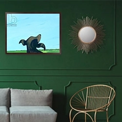 «Bronze Profile #2, 1997» в интерьере классической гостиной с зеленой стеной над диваном