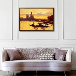 «Закат в Венеции» в интерьере гостиной в классическом стиле над диваном