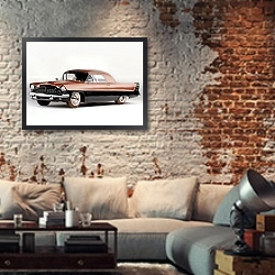 «Packard Panther Daytona Roadster Concept Car '1954» в интерьере гостиной в стиле лофт с кирпичной стеной