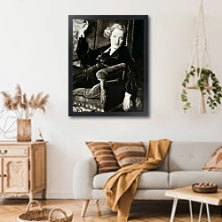 «Dietrich, Marlene 11» в интерьере гостиной в стиле ретро над диваном