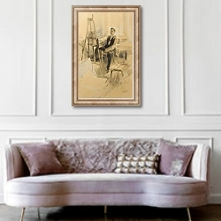 «Maler im Atelier» в интерьере гостиной в классическом стиле над диваном