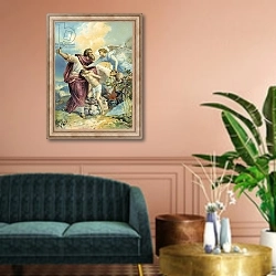 «Abraham about to sacrifice Isaac» в интерьере классической гостиной над диваном