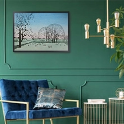 «Frosty Morning, 2012» в интерьере в классическом стиле с зеленой стеной