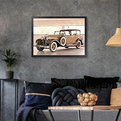 «Mercedes-Benz 630K by Castagna '1929» в интерьере гостиной в стиле лофт в серых тонах
