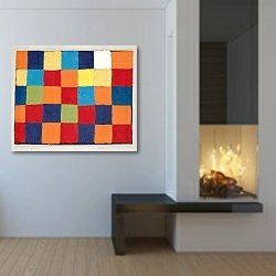 «Color chart ‘Qu 1’» в интерьере в стиле минимализм у камина