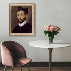 «Portrait of a Man, presumed to be Clement Marot» в интерьере в классическом стиле над креслом