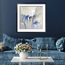 «Waterfalls. Flow and streams 10» в интерьере современной гостиной в синем цвете