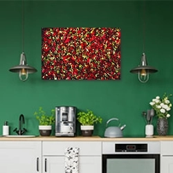 «Сушеные бутоны роз» в интерьере кухни с зелеными стенами