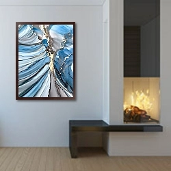 «Абстракция «Волны Перемен» 3» в интерьере в стиле минимализм у камина
