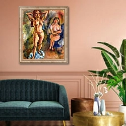 «Two Nudes: One Standing, One Sitting, 1913» в интерьере классической гостиной над диваном